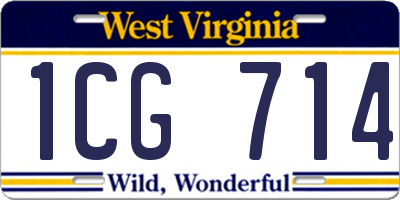 WV license plate 1CG714