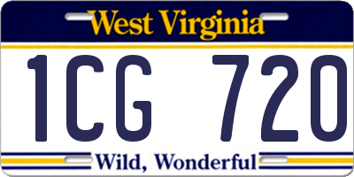 WV license plate 1CG720