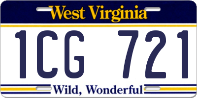 WV license plate 1CG721