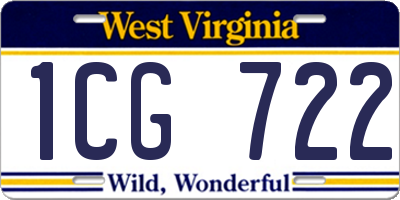 WV license plate 1CG722