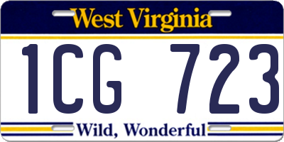 WV license plate 1CG723