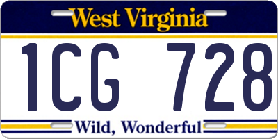 WV license plate 1CG728
