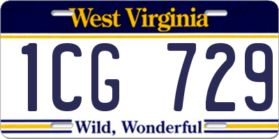 WV license plate 1CG729