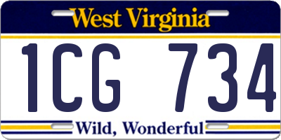 WV license plate 1CG734