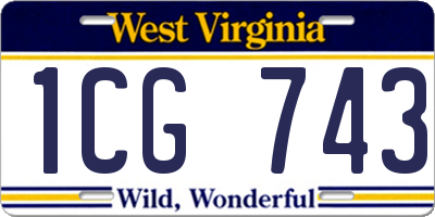 WV license plate 1CG743