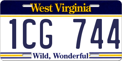 WV license plate 1CG744