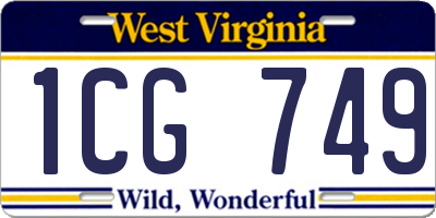 WV license plate 1CG749