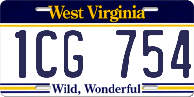 WV license plate 1CG754