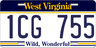 WV license plate 1CG755