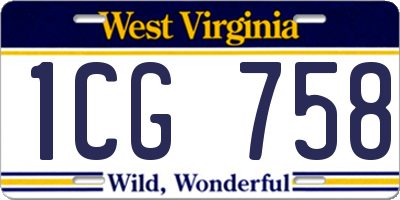 WV license plate 1CG758