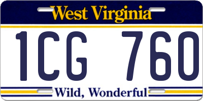 WV license plate 1CG760