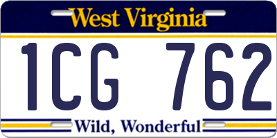 WV license plate 1CG762