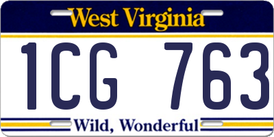 WV license plate 1CG763