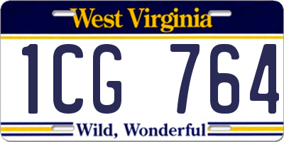 WV license plate 1CG764