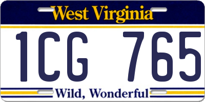 WV license plate 1CG765
