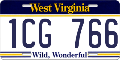 WV license plate 1CG766