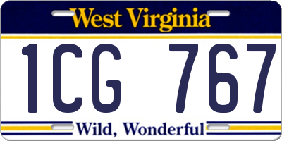 WV license plate 1CG767