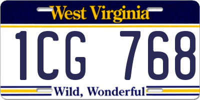 WV license plate 1CG768
