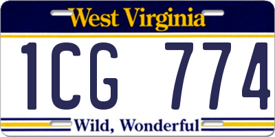 WV license plate 1CG774