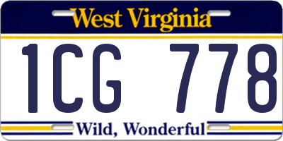 WV license plate 1CG778