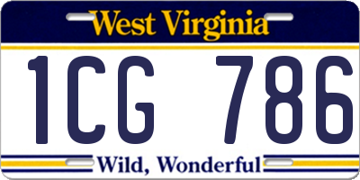 WV license plate 1CG786