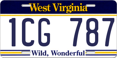 WV license plate 1CG787