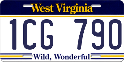 WV license plate 1CG790