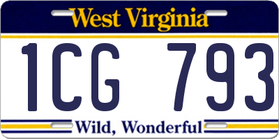 WV license plate 1CG793