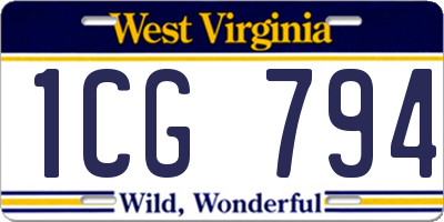 WV license plate 1CG794