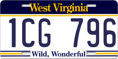 WV license plate 1CG796