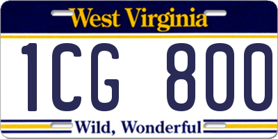 WV license plate 1CG800