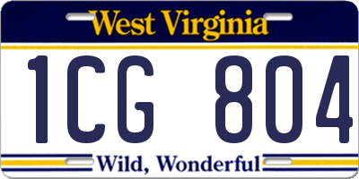 WV license plate 1CG804