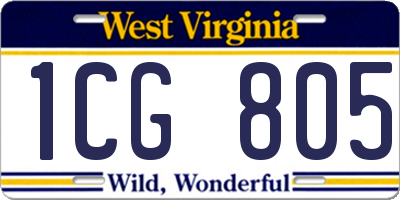 WV license plate 1CG805