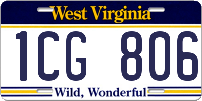 WV license plate 1CG806
