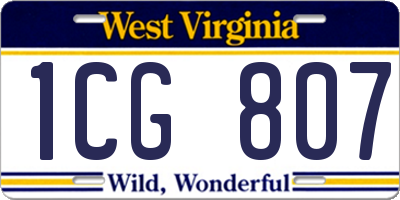WV license plate 1CG807
