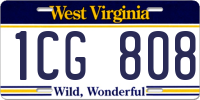 WV license plate 1CG808