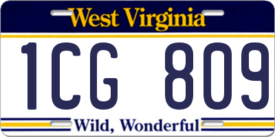 WV license plate 1CG809