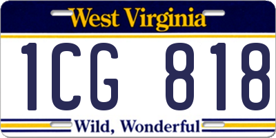 WV license plate 1CG818