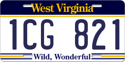 WV license plate 1CG821