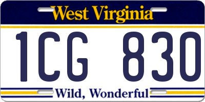 WV license plate 1CG830