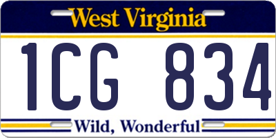 WV license plate 1CG834
