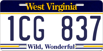 WV license plate 1CG837