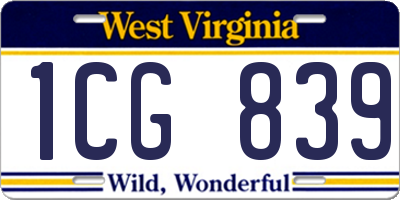 WV license plate 1CG839