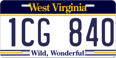WV license plate 1CG840