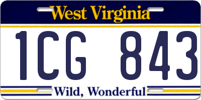 WV license plate 1CG843