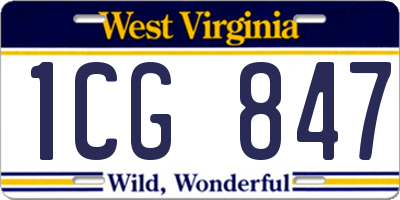 WV license plate 1CG847
