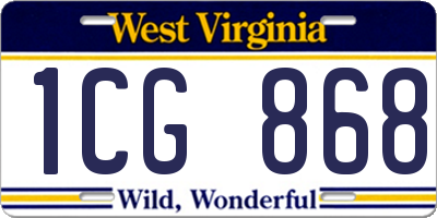 WV license plate 1CG868