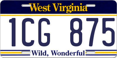 WV license plate 1CG875