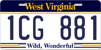WV license plate 1CG881