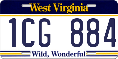 WV license plate 1CG884